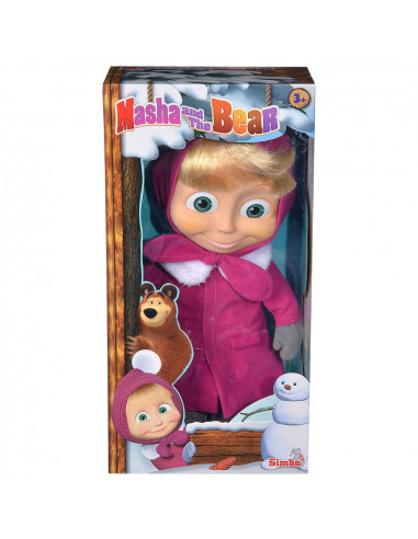 Papusa cu corp moale Simba Masha and the Bear 40 cm Masha Soft