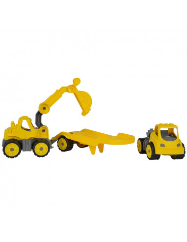 Set Big Camion cu remorca si excavator Power Worker Mini