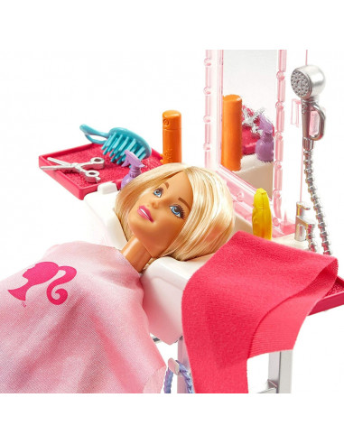 Set Barbie by Mattel Estate Salon de infrumusetare cu papusa si
