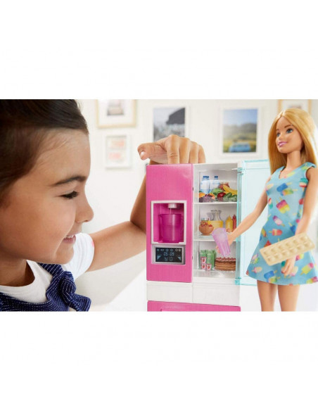 Set Barbie by Mattel Estate frigider cu papusa si