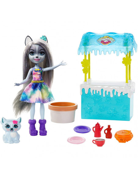 Set Enchantimals by Mattel papusa Hawna Husky, figurina Whipped