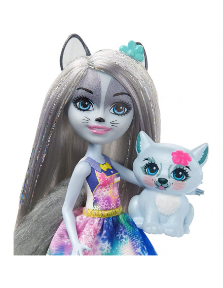 Set Enchantimals by Mattel papusa Hawna Husky, figurina Whipped