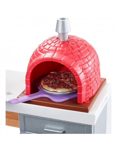 Set Barbie by Mattel Pizzerie cu accesorii,MT-FXG37-FXG39