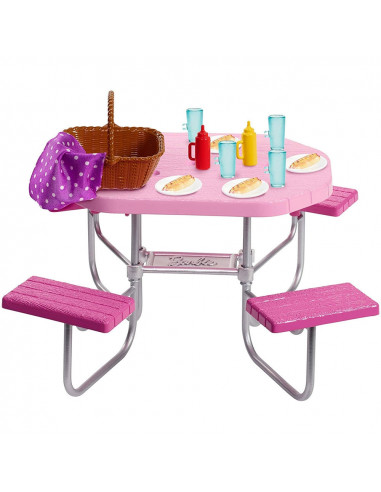Set Barbie by Mattel Masa de picnic cu accesorii,MT-FXG37-FXG40