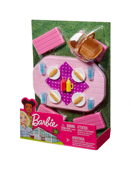 Set Barbie by Mattel Masa de picnic cu accesorii,MT-FXG37-FXG40