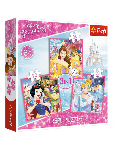 Set puzzle 3 in 1 Trefl Disney Princess, Lumea fermecata a
