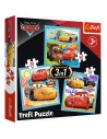 Set puzzle 3 in 1 Trefl Disney Cars, Pregatiri pentru cursa