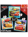 Set puzzle 3 in 1 Trefl Disney Cars, Pregatiri pentru cursa
