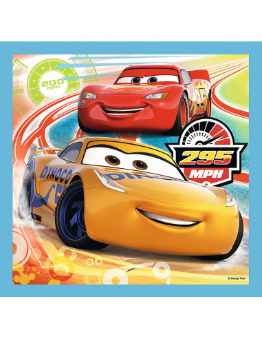 Set puzzle 3 in 1 Trefl Disney Cars, Pregatiri pentru cursa