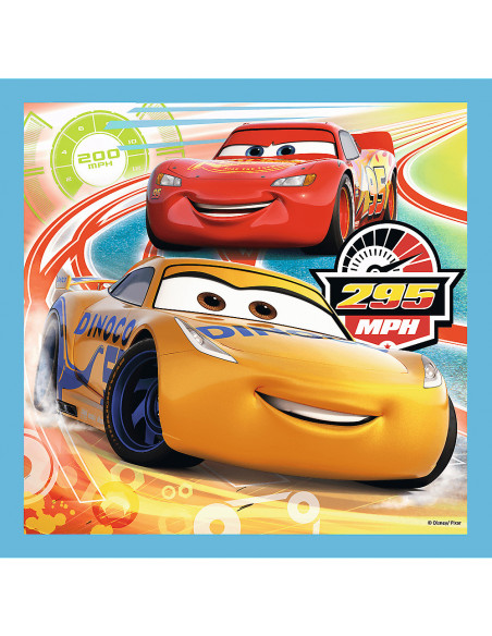 Set puzzle 3 in 1 Trefl Disney Cars, Pregatiri pentru cursa
