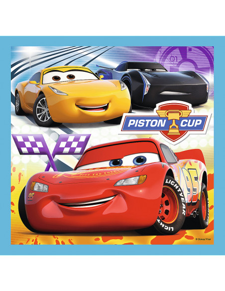 Set puzzle 3 in 1 Trefl Disney Cars, Pregatiri pentru cursa