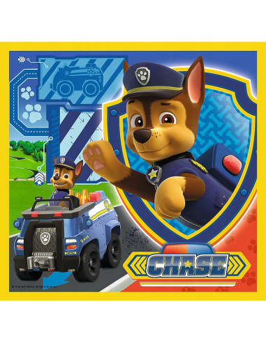 Set puzzle 3 in 1 Trefl Paw Patrol, Marshall Rubble si Chase