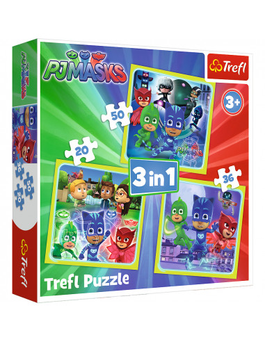Set puzzle 3 in 1 Trefl Eroi in Pijama, Gata de actiune, 1x20