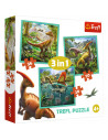 Set puzzle 3 in 1 Trefl Lumea extraordinara a dinozaurilor