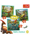 Set puzzle 3 in 1 Trefl Lumea extraordinara a dinozaurilor