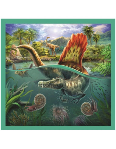 Set puzzle 3 in 1 Trefl Lumea extraordinara a dinozaurilor
