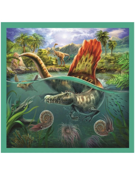 Set puzzle 3 in 1 Trefl Lumea extraordinara a dinozaurilor