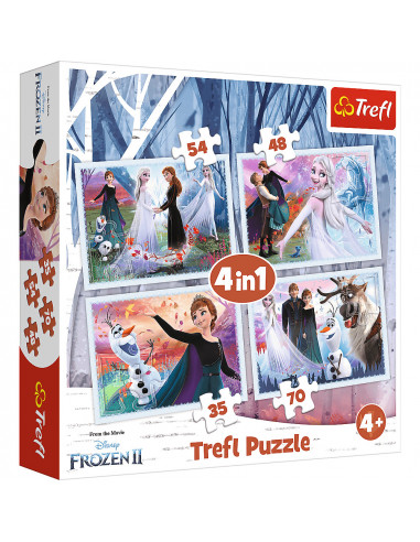 Set puzzle 4 in 1 Trefl Disney Frozen 2, In padurea magica