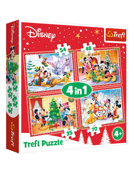 Set puzzle 4 in 1 Trefl Disney, Sarbatoarea Craciunului, 1x35