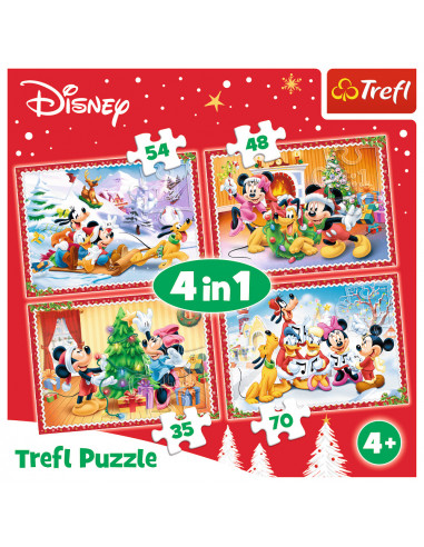 Set puzzle 4 in 1 Trefl Disney, Sarbatoarea Craciunului, 1x35