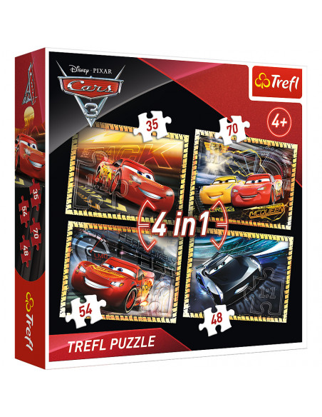 Set puzzle 4 in 1 Trefl Disney Cars, Gata de cursa 1x35 piese