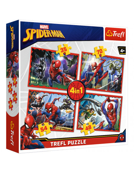 Set puzzle 4 in 1 Trefl Marvel Spider Man, Forta paianjenului