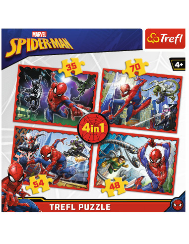 Set puzzle 4 in 1 Trefl Marvel Spider Man, Forta paianjenului