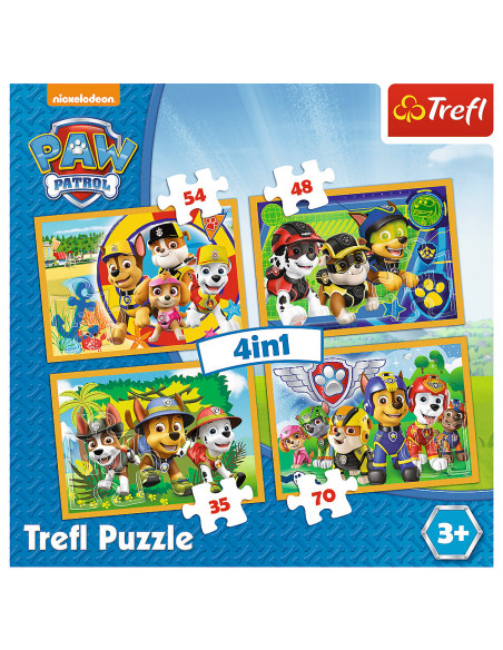Set puzzle 4 in 1 Trefl Paw Patrol, Mereu punctual, 1x35 piese