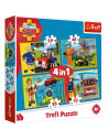 Set puzzle 4 in 1 Trefl Fireman Sam, Pompierul Sam in ajutor