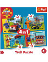 Set puzzle 4 in 1 Trefl Fireman Sam, Pompierul Sam in ajutor