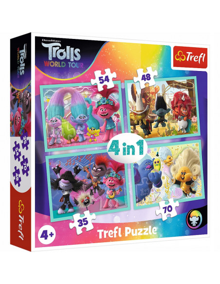 Set puzzle 4 in 1 Trefl DreamWorks Trolls, Turneul trolilor