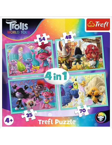 Set puzzle 4 in 1 Trefl DreamWorks Trolls, Turneul trolilor