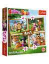 Set puzzle 4 in 1 Trefl Masha and the Bear, Aventurile lui
