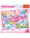 Set puzzle 4 in 1 Trefl Lumea magica a unicornilor, 1x35 piese