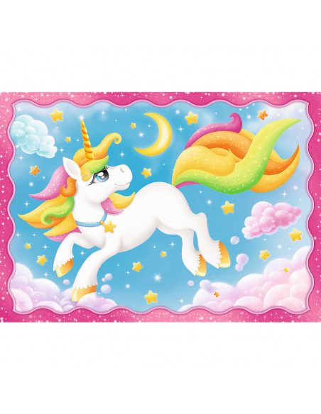 Set puzzle 4 in 1 Trefl Lumea magica a unicornilor, 1x35 piese