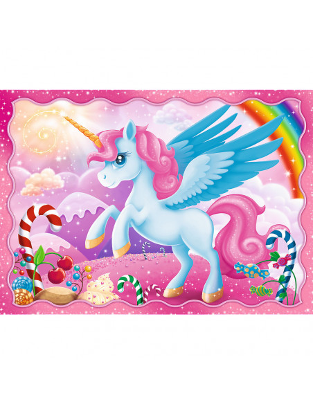 Set puzzle 4 in 1 Trefl Lumea magica a unicornilor, 1x35 piese