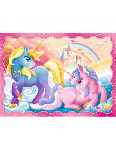 Set puzzle 4 in 1 Trefl Lumea magica a unicornilor, 1x35 piese