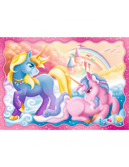 Set puzzle 4 in 1 Trefl Lumea magica a unicornilor, 1x35 piese