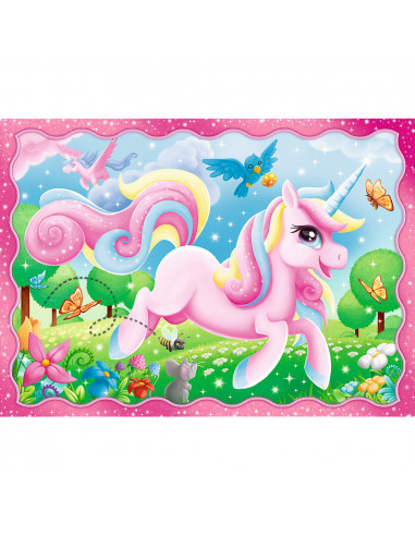 Set puzzle 4 in 1 Trefl Lumea magica a unicornilor, 1x35 piese