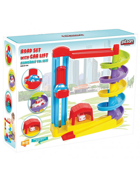Pista de masini Pilsan Road Set with Car Lift cu 2
