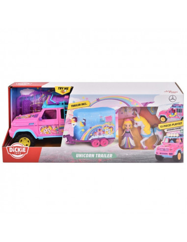 Set Dickie Toys Unicorn Trailer masina Mercedes-Benz AMG 500 cu