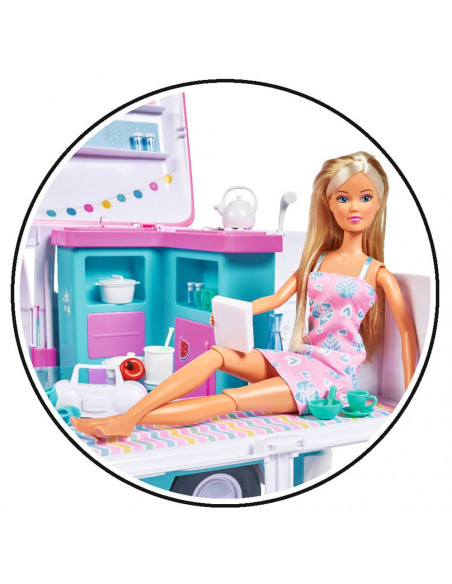 Rulota Simba Hawaii Camper cu papusa Steffi Love 29 cm si