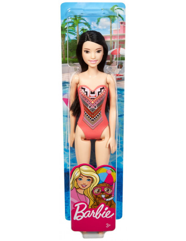 Papusa Barbie Bruneta Cu Costum De Baie Cu Modele