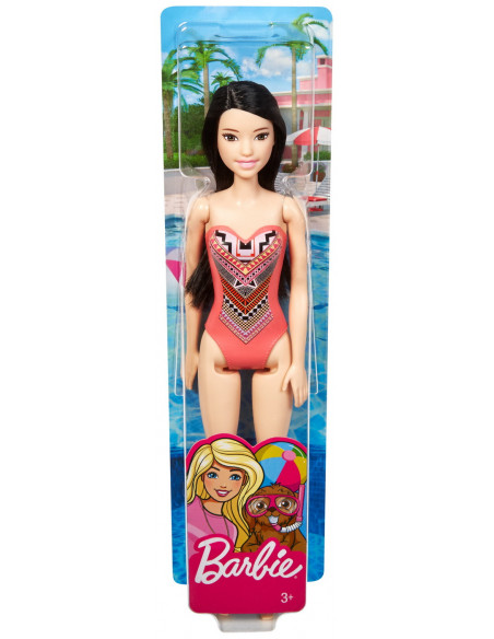 Papusa Barbie Bruneta Cu Costum De Baie Cu Modele