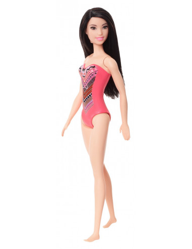 Papusa Barbie Bruneta Cu Costum De Baie Cu Modele