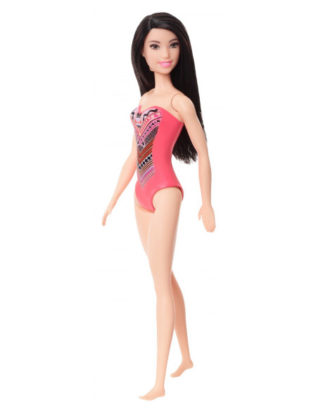 Papusa Barbie Bruneta Cu Costum De Baie Cu Modele