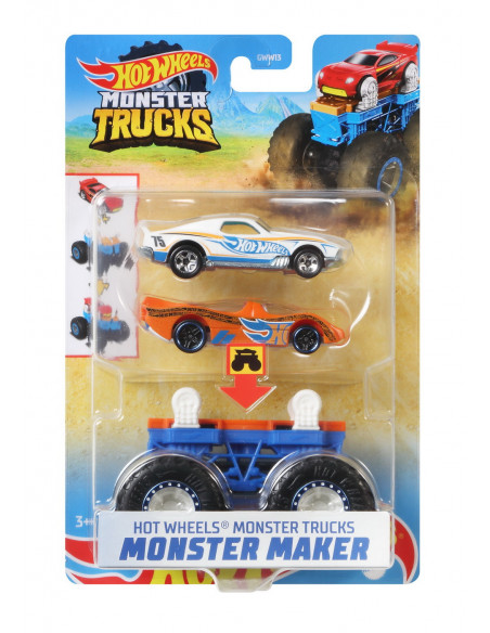 Hot Wheels Monster Truck Cu Masinute Alb Si