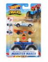 Hot Wheels Monster Truck Cu Masinute Alb Si