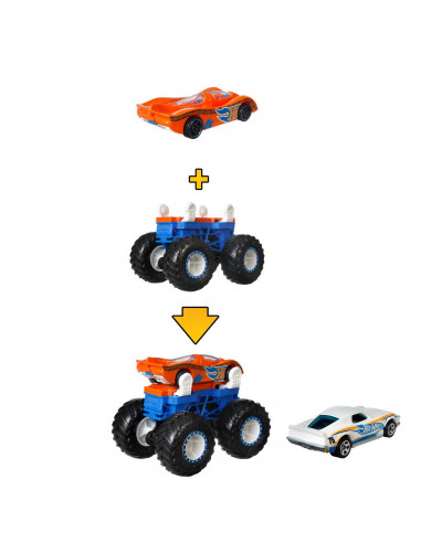 Hot Wheels Monster Truck Cu Masinute Alb Si