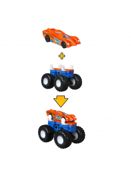 Hot Wheels Monster Truck Cu Masinute Alb Si